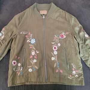 Driftwood floral embroidered bomber jacket